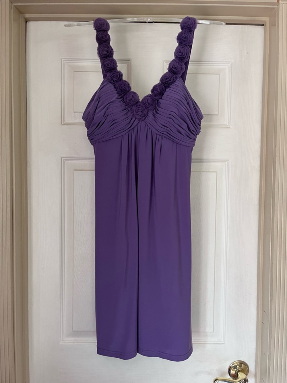 Oleg Cassini Purple Rosette-Strap Empire Midi Dress